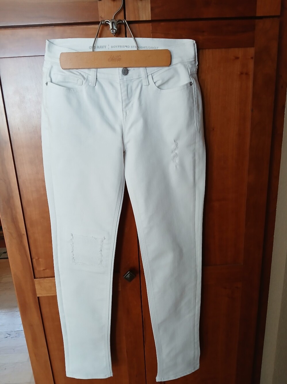 Old Navy Boyfriend Straight Bright White Jeans Sz 0 Regular EUC